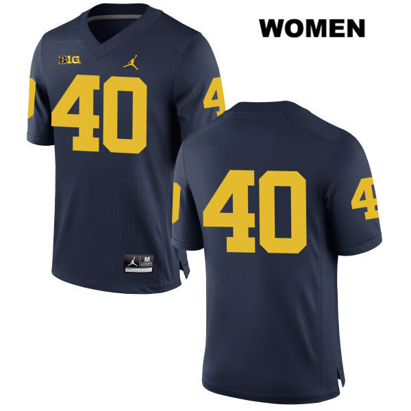 Women's NCAA Michigan Wolverines Ben VanSumeren #40 No Name Navy Jordan Brand Authentic Stitched Football College Jersey IJ25L78YK